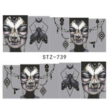 Full Beauty 1x Halloween Nail Sticker Water Self Adhesive Nail Art Tattoo Big Eye Horror Decals for DIY Decor Wraps CHSTZ731-734