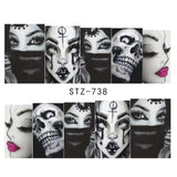 Full Beauty 1x Halloween Nail Sticker Water Self Adhesive Nail Art Tattoo Big Eye Horror Decals for DIY Decor Wraps CHSTZ731-734