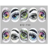 Full Beauty 1x Halloween Nail Sticker Water Self Adhesive Nail Art Tattoo Big Eye Horror Decals for DIY Decor Wraps CHSTZ731-734