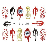 Full Beauty 1x Halloween Nail Sticker Water Self Adhesive Nail Art Tattoo Big Eye Horror Decals for DIY Decor Wraps CHSTZ731-734
