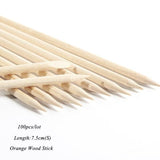 Full Beauty 3 Size Orange Wood Stick Remover Cuticle Pusher Manicure Pedicure Nail Art Designs Picker Tools 10/30/50/100 CH709