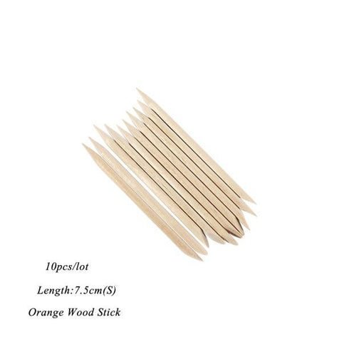 Full Beauty 3 Size Orange Wood Stick Remover Cuticle Pusher Manicure Pedicure Nail Art Designs Picker Tools 10/30/50/100 CH709