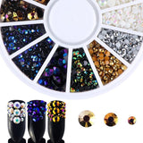 Full Beauty 3D Shimmer Flame Rhinestones Nail Decorations in One Wheel 5 Color Flatback DIY Beads Charms Nail Gems CH016
