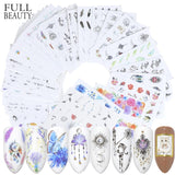 Full Beauty 40pc Water DIY Slider Nail Sticker Set Flower Black Necklace Tattoo Manicure Nail Art Polish Decor Tips CHSTZ608-658