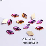 Full Beauty Crystal AB Rhombus Nail Glitter Rhinestones Glass Flat Back 3D Diamond 6X10mm Paillette Nail Art Decorations CH717