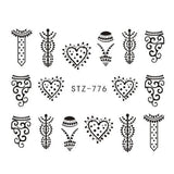 Full Beauty Lace Necklace Water Decals Nail Art Sticker Witch Black Flower Watermark Transfers Sliders Decoration TRSTZ771-777