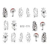 Full Beauty Lace Necklace Water Decals Nail Art Sticker Witch Black Flower Watermark Transfers Sliders Decoration TRSTZ771-777