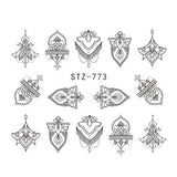 Full Beauty Lace Necklace Water Decals Nail Art Sticker Witch Black Flower Watermark Transfers Sliders Decoration TRSTZ771-777