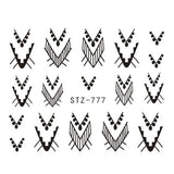 Full Beauty Lace Necklace Water Decals Nail Art Sticker Witch Black Flower Watermark Transfers Sliders Decoration TRSTZ771-777