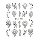Full Beauty Lace Necklace Water Decals Nail Art Sticker Witch Black Flower Watermark Transfers Sliders Decoration TRSTZ771-777