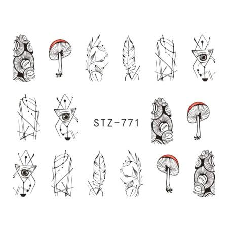 Full Beauty Lace Necklace Water Decals Nail Art Sticker Witch Black Flower Watermark Transfers Sliders Decoration TRSTZ771-777