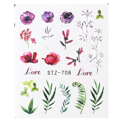 Full Beauty Nail Art Sticker Flower Cartoon Water Transfers Decals Fancy Pattern Design Watermark Slider Decoration TRSTZ766-770
