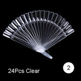 Full Beauty Nail Art Tips Practice Display Set Fan Design Fake Stick Transparent Nature Black DIY Polish Gel Training Tool CH386