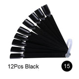 Full Beauty Nail Art Tips Practice Display Set Fan Design Fake Stick Transparent Nature Black DIY Polish Gel Training Tool CH386