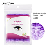 Fulljion 100Pcs/Pack Disposable Makeup Brushes Individual Lash Removing Tools Swab Micro brushes Eyelash Extension Tools