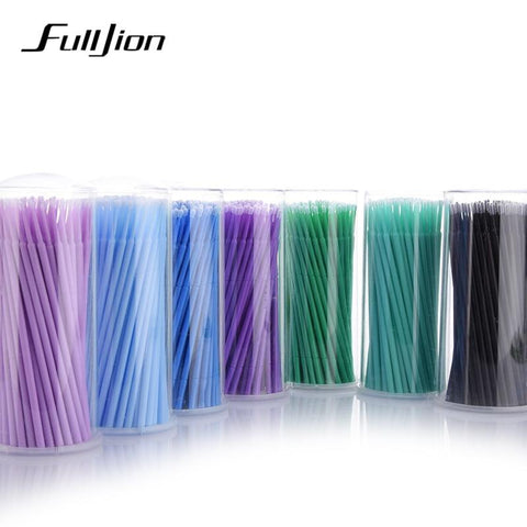 Fulljion 100Pcs/Pack Disposable Makeup Brushes Individual Lash Removing Tools Swab Micro brushes Eyelash Extension Tools