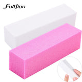 Fulljion 1pcs Pink Form Nail Buffers File For UV Gel White Nail File Buffer Block Polish Manicure Pedicure Sanding Nail Art Tool