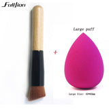 Fulljion 2pcs Pro Multi-Function Makeup Brush Makeup Cosmetic Powder Foundation Brush&Sponge Waterdrop cosmetic puff makeup Set