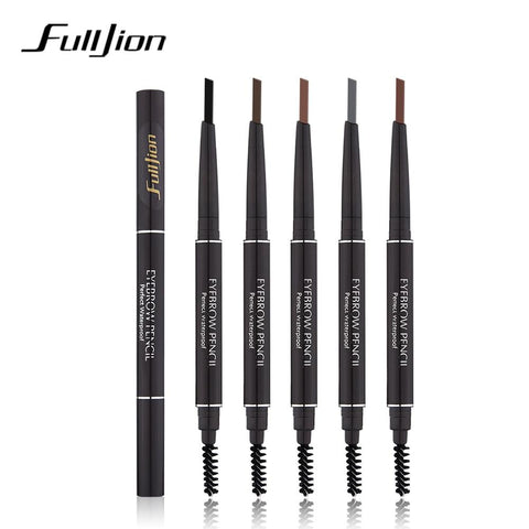 Fulljion 5 Colors Rotatable Eyebrow Pencil Waterproof Eye Makeup Cosmetic Pen With Brush Classic Eyebrow Enhancer Beauty Tools