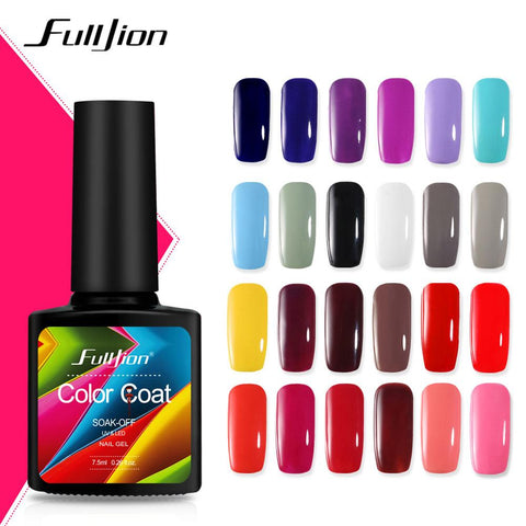 Fulljion 7.5ML Color Series Nail Gel Polish Top Base Coat Long Lasting Shimmer Soak Off Nail Art Gel Varnish Manicure Gelpolish