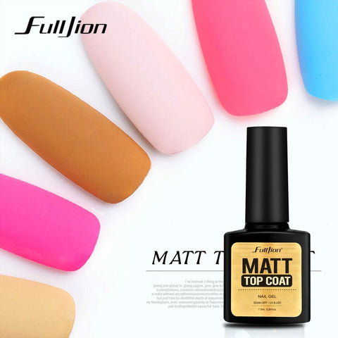 Fulljion 7.5ML Matt Top Coat Transparent Top Coat Gel Lacquer Long Lasting Nail Gel Polish Soak Off Primer Gel Nail Art Varnish