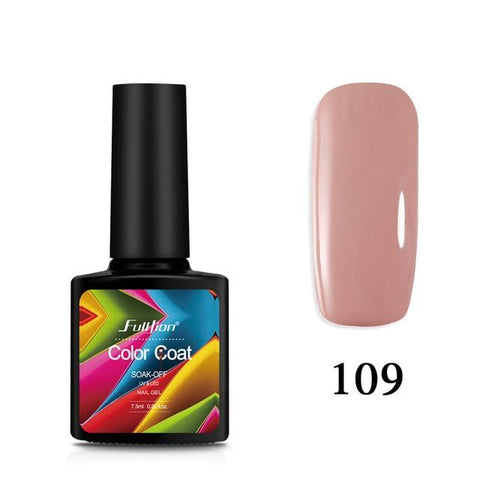 Fulljion Gel Nail Polish Hybrid Gel Varnishes Soak-off UV LED Color Coat Nail Art Primer Fingernail Gel Lacquer Red Pink Series