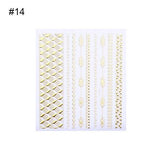 Geometric Patterns 3D Nail Sticker Decals Adhesive Moon Star Gold Stripes Wave Line Manicure DIY Nail Art Decoration 1 Sheet