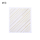 Geometric Patterns 3D Nail Sticker Decals Adhesive Moon Star Gold Stripes Wave Line Manicure DIY Nail Art Decoration 1 Sheet