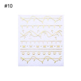 Geometric Patterns 3D Nail Sticker Decals Adhesive Moon Star Gold Stripes Wave Line Manicure DIY Nail Art Decoration 1 Sheet