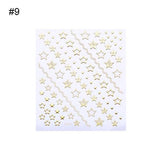 Geometric Patterns 3D Nail Sticker Decals Adhesive Moon Star Gold Stripes Wave Line Manicure DIY Nail Art Decoration 1 Sheet