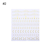 Geometric Patterns 3D Nail Sticker Decals Adhesive Moon Star Gold Stripes Wave Line Manicure DIY Nail Art Decoration 1 Sheet