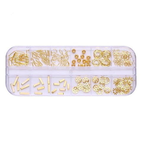 Gold Silver Hollow Nail Art 3D Decorations Metal Nail Rivets Cross Star Triangle Square Studs DIY Nail Decoration Body Art