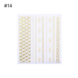 Gold Silver Metal Strip Tape 3D Nail Sticker Multi-size Adhesive Stripe Lines DIY Foil Tips Manicure Nail Art Decals