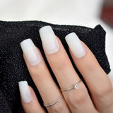 Gorgeous Cream False Nails Long Iridescent Matte Fake Nails Frost Art Design DIY Full Free Artificial False Nails 24