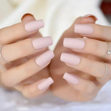 Gorgeous Cream False Nails Long Iridescent Matte Fake Nails Frost Art Design DIY Full Free Artificial False Nails 24