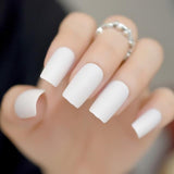 Gorgeous Cream False Nails Long Iridescent Matte Fake Nails Frost Art Design DIY Full Free Artificial False Nails 24