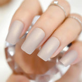 Gorgeous Cream False Nails Long Iridescent Matte Fake Nails Frost Art Design DIY Full Free Artificial False Nails 24