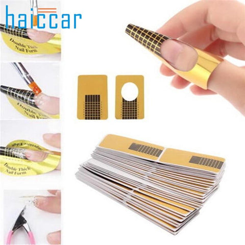 HAICAR 100 pcs Nail Form French Tips Nail Art Form Acrylic Professional Tip Nail Gel Extension Wave Form For Nail Polish Guide