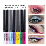 HANDAIYAN 12 Color Matte Eyeliner Eyes Makeup Waterproof Liner Pour Yeux White Blue Eye Liner Liquid for Party Matte Eyeshadow
