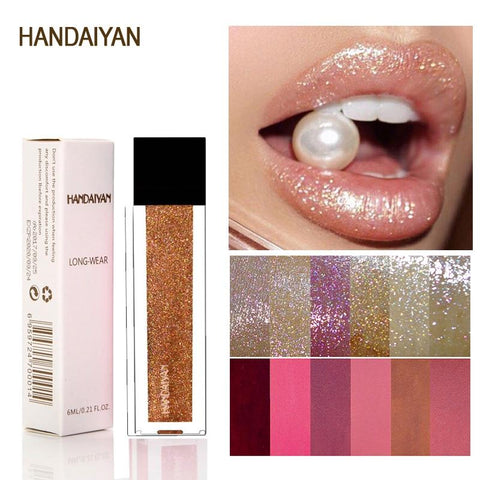 HANDAIYAN Brand Gold Silver Glitter And Matte Lipstick Waterproof Red Matte Lips Gloss Liquid Lipstick Cosmetic Beauty Lip Color