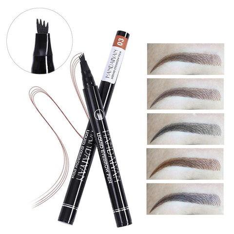 HANDAIYAN Eyebrows 4 Fork Micro-carving Liquid Eyebrow Pencil Black Brown Waterproof Tint Eye Brow Tattoo Pen Eyebrow Enhancer