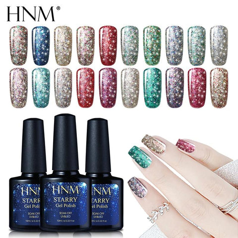 HNM 10ML Starry Bling Nail Polish UV Soak Off Glitter Glue Varnishes Hybird Primer Enamel Lucky Lacquer Nagellak Gelpolish Ink