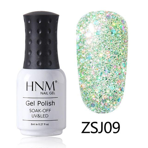 HNM 8ML Diamond UV LED Lamp Nail Gel Bling Glitter Paint Gellak Soak Off Semi Permanent Lucky Lacquer Enamel Gel Nail Polish Ink