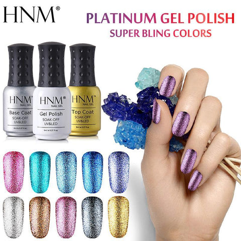 HNM 8ML Glitter UV Nail Gel Long Last LED Lamp Gel Varnish Esmalte Permanente Nail Art Gel Nail Polish Stamping Gelpolish Ink