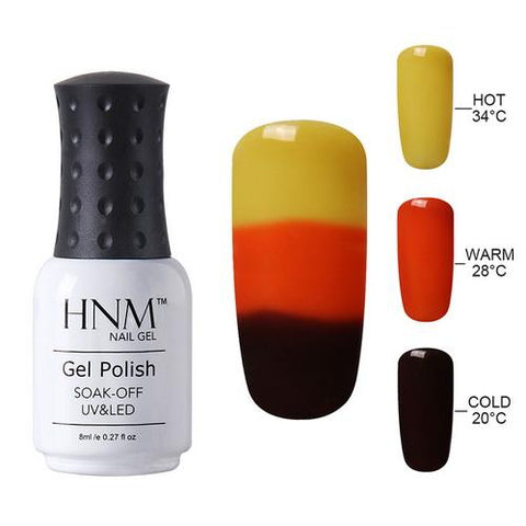 HNM 8ml 32 Colors Thermo Change Nail Polish Temperature Change Color UV LED Lamp Top Primer Lucky Varnish Gel Lacquer