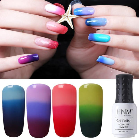 HNM 8ml 32 Colors Thermo Change Nail Polish Temperature Change Color UV LED Lamp Top Primer Lucky Varnish Gel Lacquer