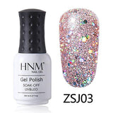 HNM 8ml Diamond Bling Glitter UV Hybrid Varnish Semi Permanent Enamel Manicure Shiny Lucky Lacquer Stamping Base Top Coat New