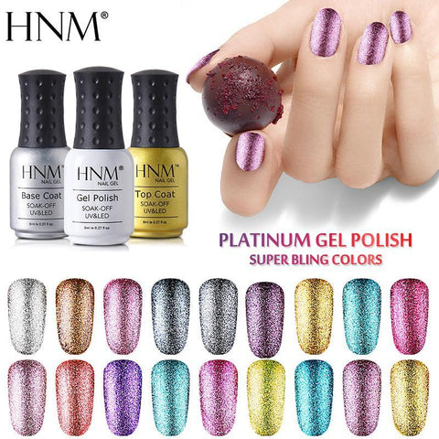 HNM Bling Platinum Nail Gel 8ML Glitter UV Gel Nail Polish LED Lamp Gel Lak Varnish Lacquer Semi Permanent Gelpolish Nail Primer