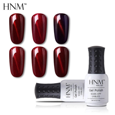 HNM Cat Eye Wine Red 8ML Nail Polish Stamping Hybrid Varnish Lucky Lacquer Semi Permanent Paint Gellak Top Base Primer Enamel