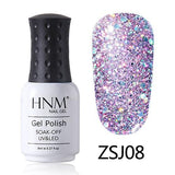 HNM Glitter Diamond 8ml UV Gel Nail Polish Semi Permanent Painting Gellak Shiny Lucky Lacquer Enamel Stamping Base Top Coat